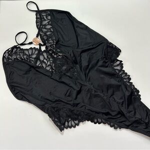 Savage X Fenty Black Lace Thong Teddy 1X NWT